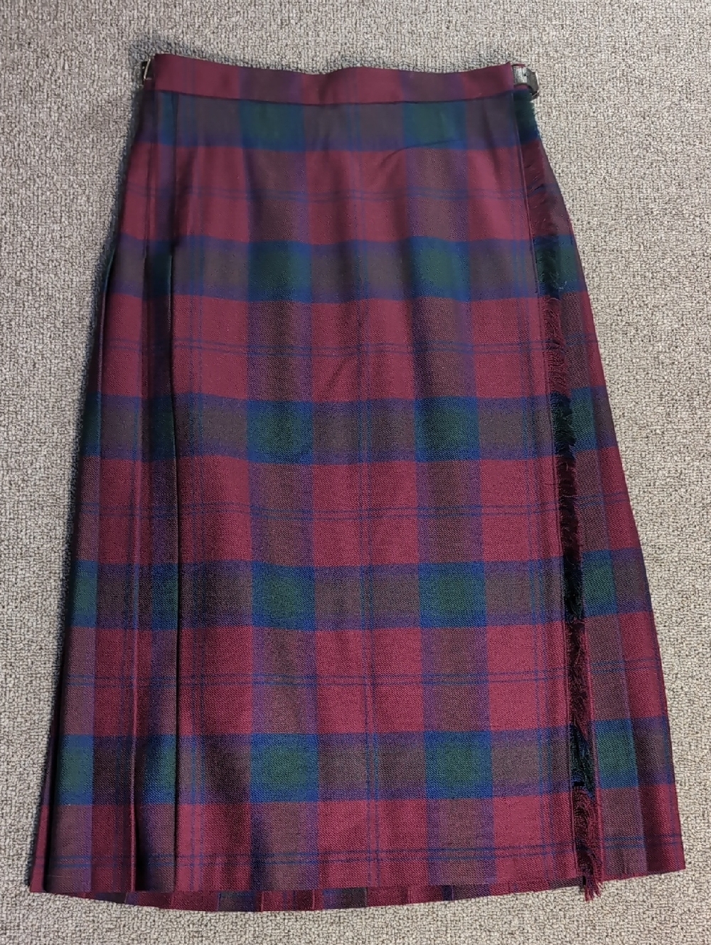 Vintage Clan Laird Scottish Wool Plaid Wrap Pleated Skirt Kilt Culloden Tartan